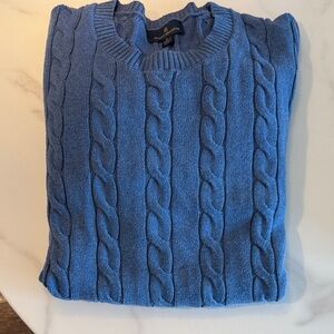 Brooks Brothers Blue Cable Knit Crewneck Sweater